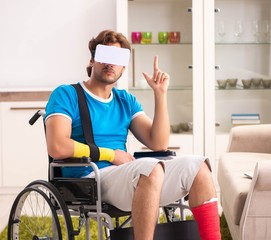 Injured man recovering from his injury