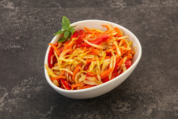 Cabbage salad with carrot and pepper