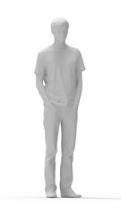 3D rendering of a man standing multiple views side front back casual