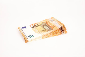 a lot of money on white background