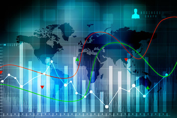 2d rendering Stock market online business concept. business Graph 