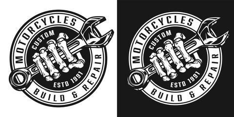 Vintage custom motorcycle round badge