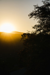 Beautiful sunset nature background Mountains and sky