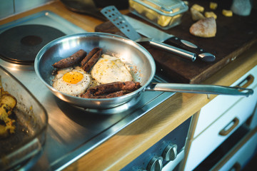 Cooking breakfast at home during quarantine