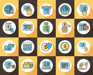 bundle of online banking set icons