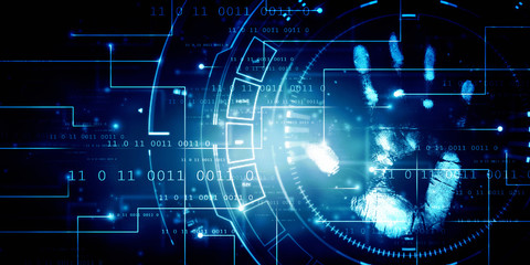 Fingerprint Scanning Technology Concept 2d Illustration