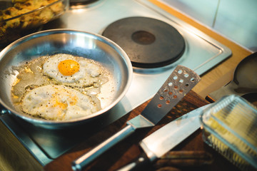 Cooking breakfast at home during quarantine
