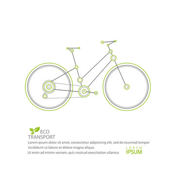 Electric bike.Bicycle on a white background  .Healthy lifestyl.Vector illustration	