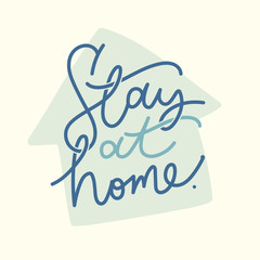 stay at home type on green background