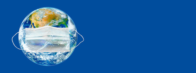 Earth fight against Corona virus. Concept of fight against virus, danger and public health risk disease, isolated ,pollution, world pollution, COVID 19, virus.Elements of this image furnished by NASA