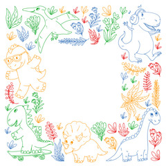 Dinosaurs, dino. Vector pattern kids fabric, textile, nursery wallpaper. Illustration for children.
