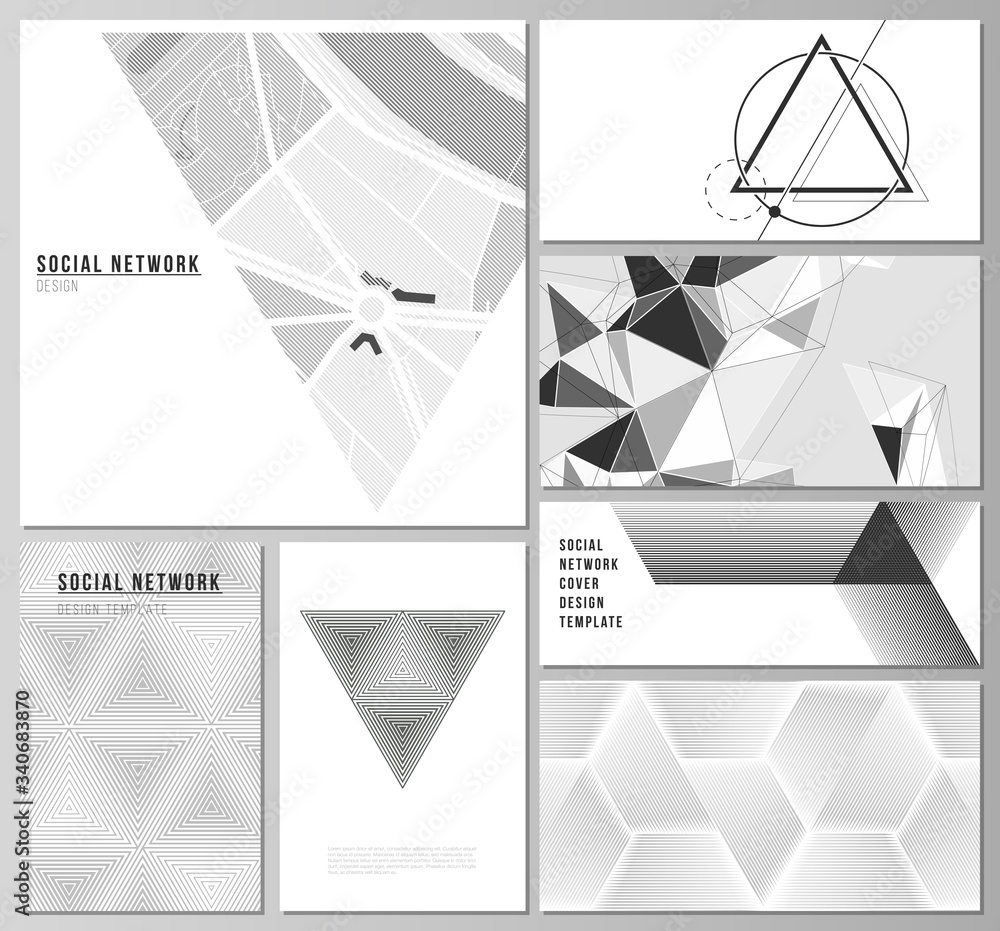 Poster the minimalistic abstract vector of the editable layouts of modern social network mockups in popular