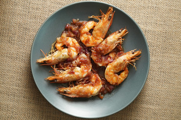 Stir Fried Shrimp with Tamarind Sauce with studio light delicious looking