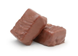 Chocolate bars isolated on white.