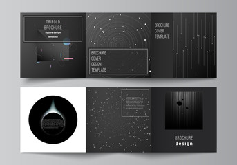 Vector layout of square format covers design templates for trifold brochure, flyer, magazine, cover design, book design, brochure cover. Tech science future background, space astronomy concept. © Raevsky Lab