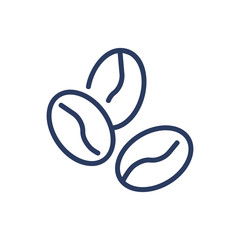 Coffee beans thin line icon. Crop, seed, grain, arabica isolated outline sign. Agriculture or coffee shop concept. Vector illustration symbol element for web design and apps