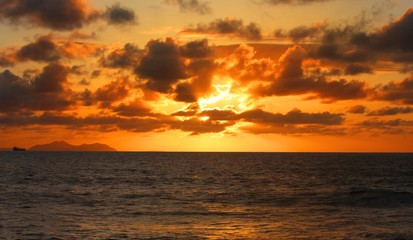 Cloudy sunset at beach