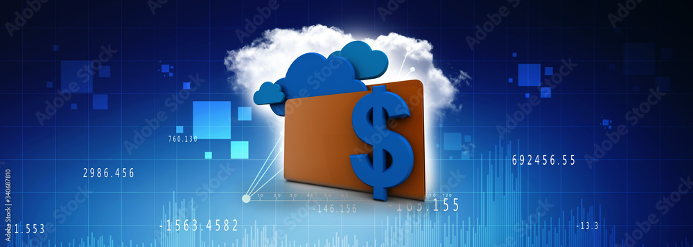 Poster 3d rendering dollar symbol with folder
