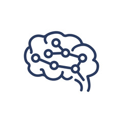 Cyber brain thin line icon. Circuit, cyborg, machine learning isolated outline sign. Artificial intelligence concept. Vector illustration symbol element for web design and apps