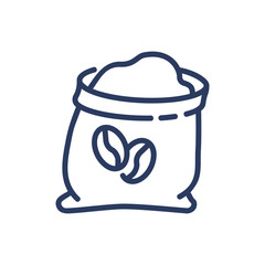 Sack of coffee beans thin line icon. Crop, seed, bag, grain isolated outline sign. Agriculture concept. Vector illustration symbol element for web design and apps