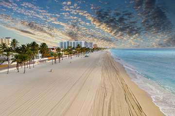Aerial photo Hollywod Beach no people stay at home Coronavirus Covid 19 pandemic 2020