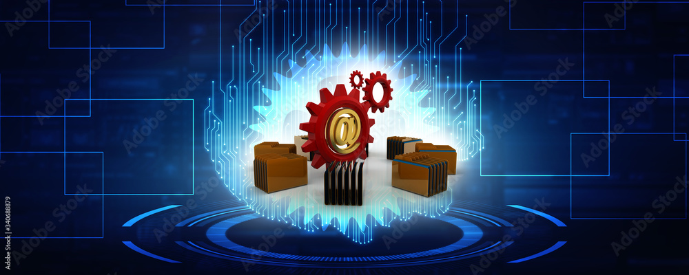 Poster 3d rendering folder icon email