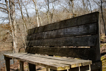 Fototapeta premium old wooden bench in the park