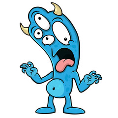 cartoon monster with four eyes of blue color.isolated on a white background. stock illustration vector