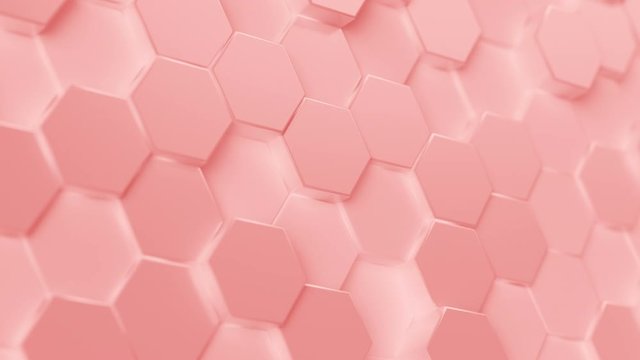 Abstract Hexagon Geometric Surface Loop 5 Light Red: bright minimal hexagonal grid pattern animation in radiant red color. Clean background with glossy red hexagon shapes. Warm aesthetic. 4K
