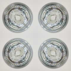 Kaleidoscope, xor, tile from the photo - glass balls and drops, blown glass. Lights, radiance, shine.