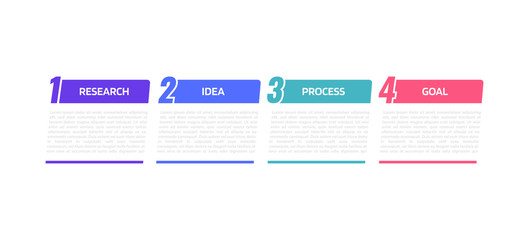 Business process infographic template with 4 options or steps. Flat Vector illustration graphic design