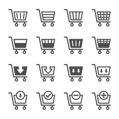 16 Different Basket Shopping cart icon set