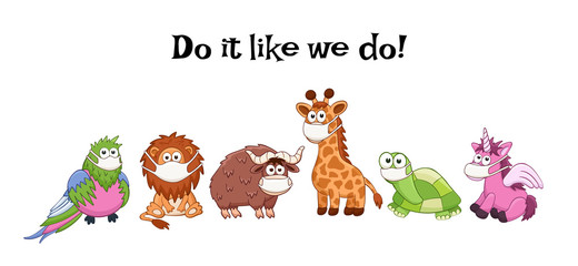 Vector animals in medicine masks