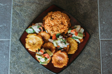 ceviche and tostones