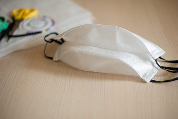 handmade masks; ready two masks on the table