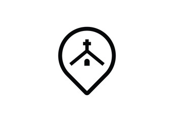 Church Location Icon Simple Design for Christian Congregation and Community Building Initiatives