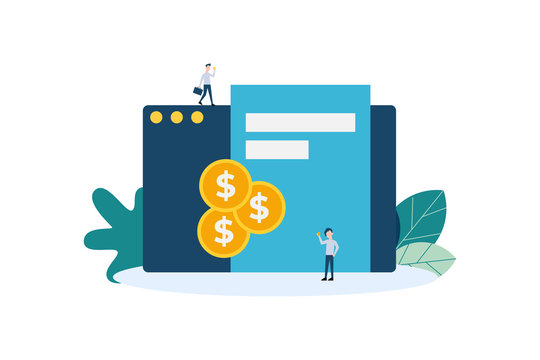 financial document with coins and people clip art preview