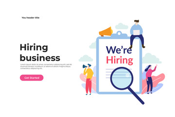 Job hiring, online recruitment concept with people character. agency interview concept illustration concept for web landing page template, banner, and presentation