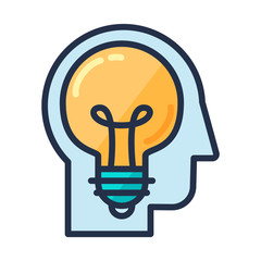 Creative Idea Icon Human Head and Lightbulb Inside