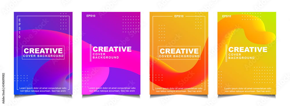 Poster trendy gradient cover design abstract geometric background with dynamic soft colorful. creative liqu