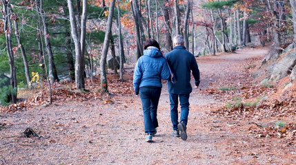 Husband and wife hiking