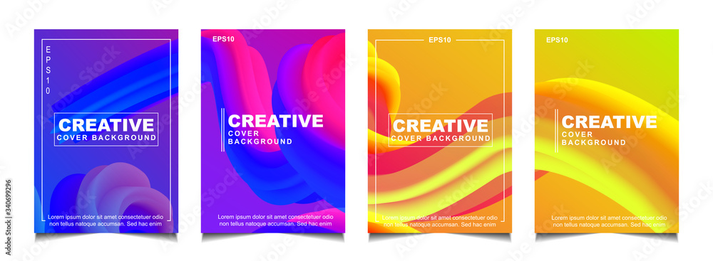 Poster trendy gradient cover design abstract geometric background with dynamic soft colorful. creative liqu