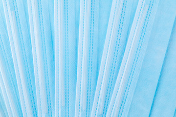 Stack of medical masks. Blue Surgical masks.