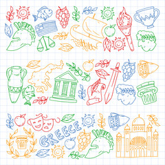 Travel to Greece elements. Greece symbols for magazines, web, tourism