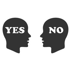 Yes and no speech bubble with human head sign vector