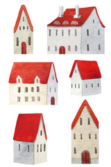 Fototapeta premium Watercolor houses