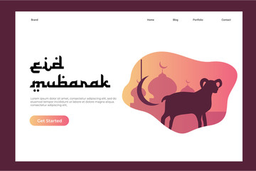 Eid mubarak concept illustration concept for web landing page template, banner, and presentation