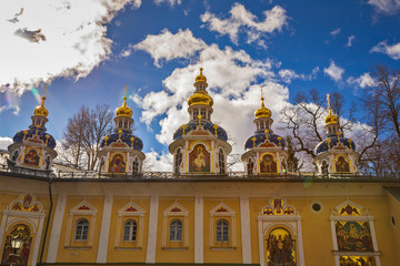 Pechory, Pskov region, Russia, April 2019,  Pskov-Pechersk monastery