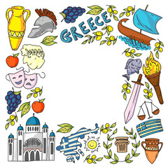 Travel to Greece elements. Greece symbols for magazines, web, tourism