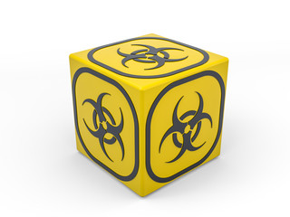 Virus COVID-19, pandemic risk alert. Biohazard sign. Warning sign of virus. 3D